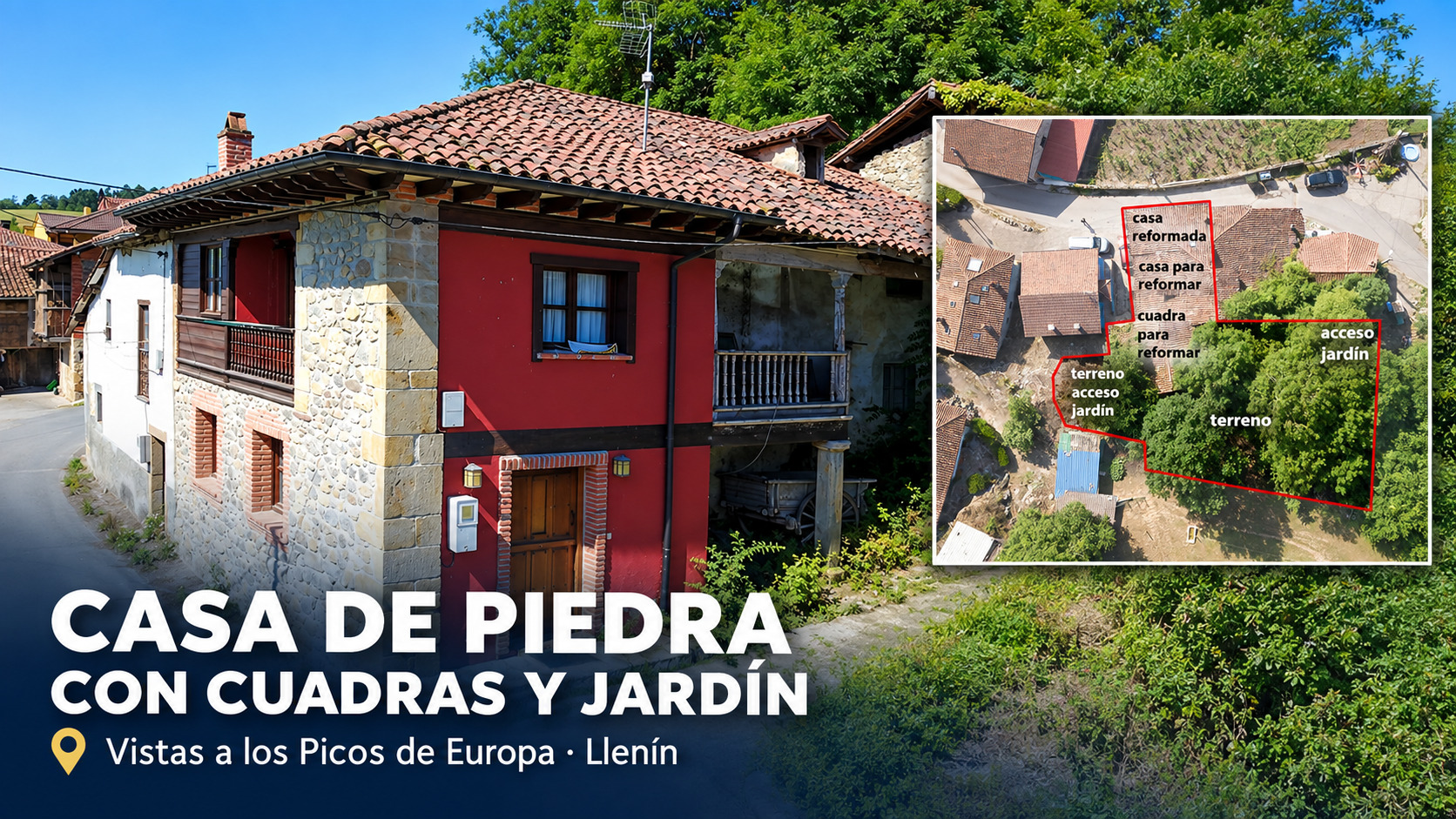 Casa de piedra con cuadras y vistas a los Picos de Europa en Cangas de Onís