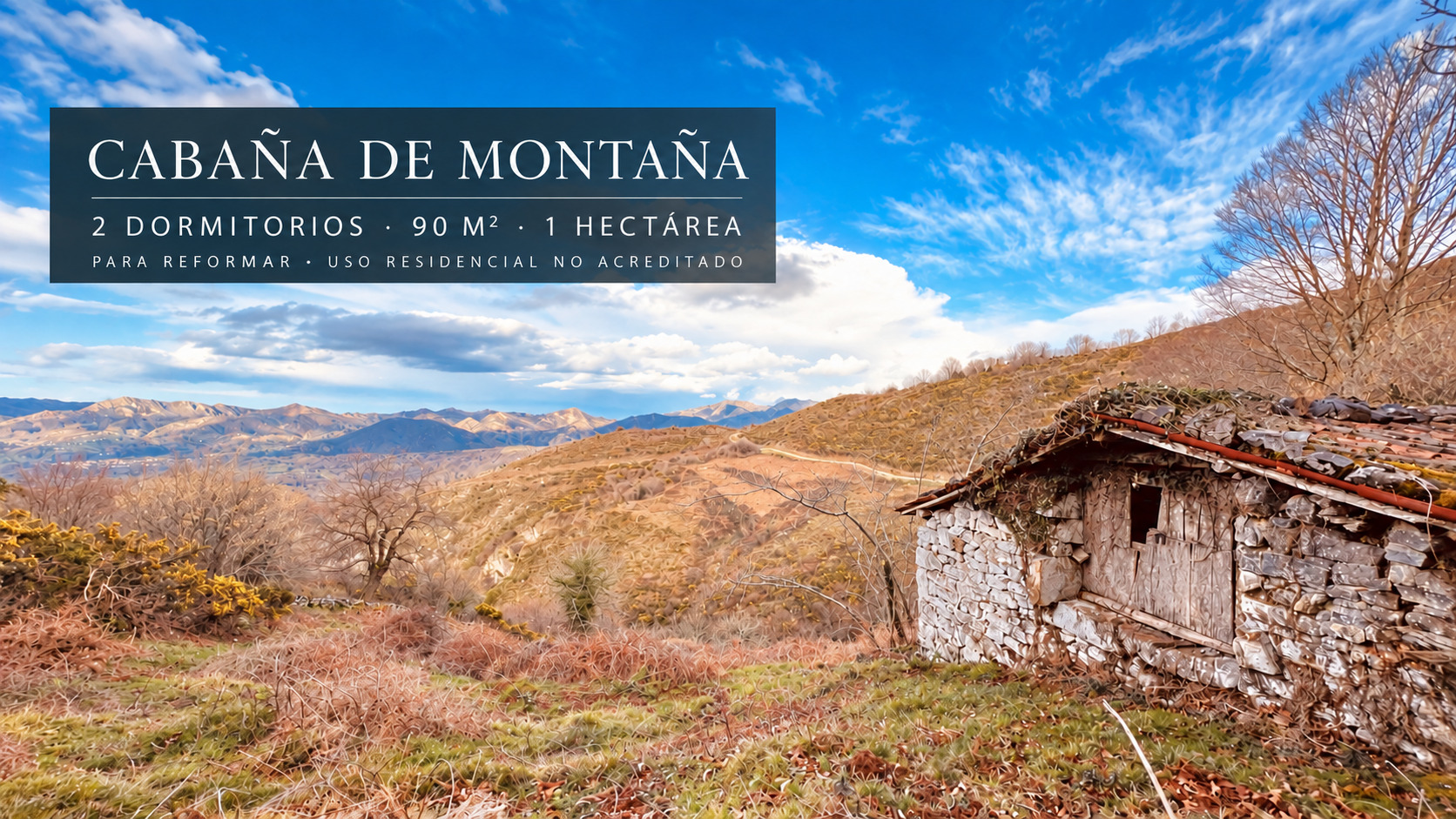 Cabaña de montaña para rehabilitar con una hectárea de terreno en Parres